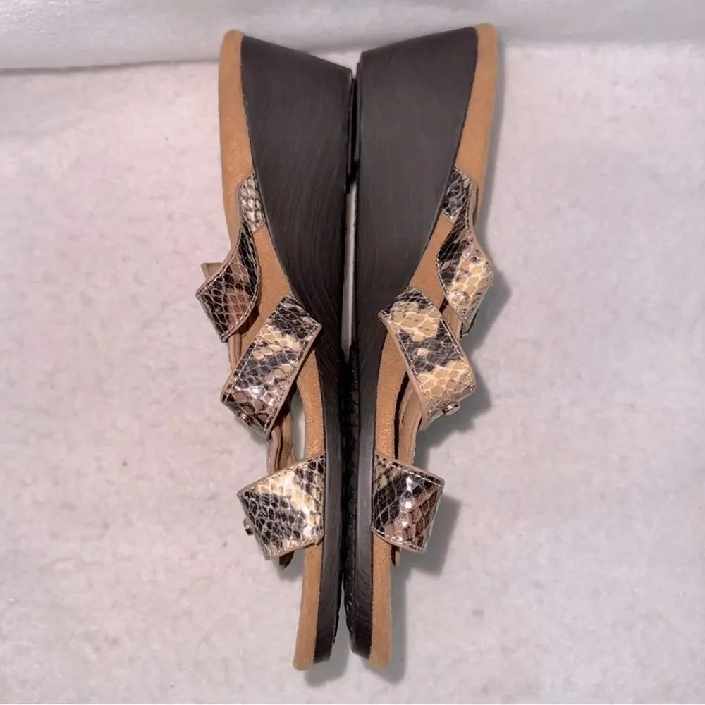 Women’s Vionic Radia Leather Adjustable Sandals Arch Support Snake Print size 8